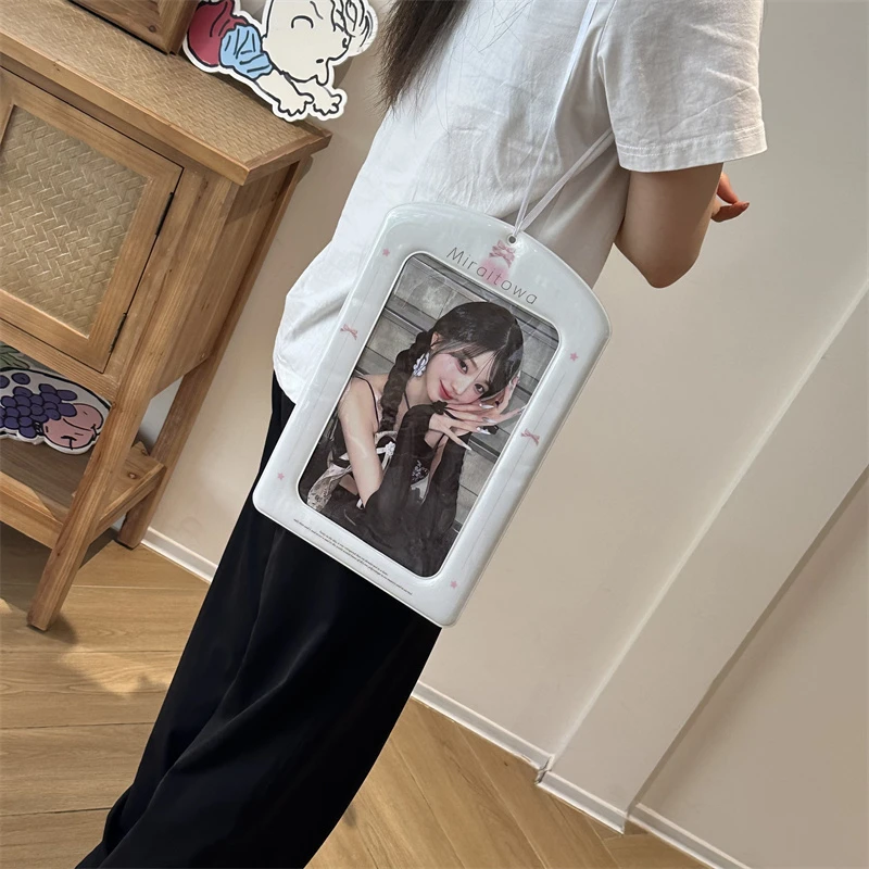 小红书款原创白色蝴蝶结PVC超大卡套A4收纳追星应援展示牌大挂件