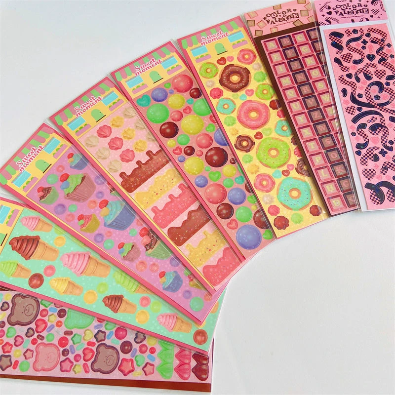 ins镭射闪闪复古美食甜甜圈雪糕奶油咕卡贴纸咕卡盘爱豆小卡装饰