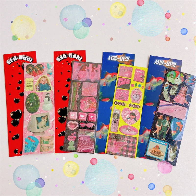 欧美复古金鱼贴纸电脑雪人手机女孩皇冠太阳眼镜粉闹钟个性车贴画