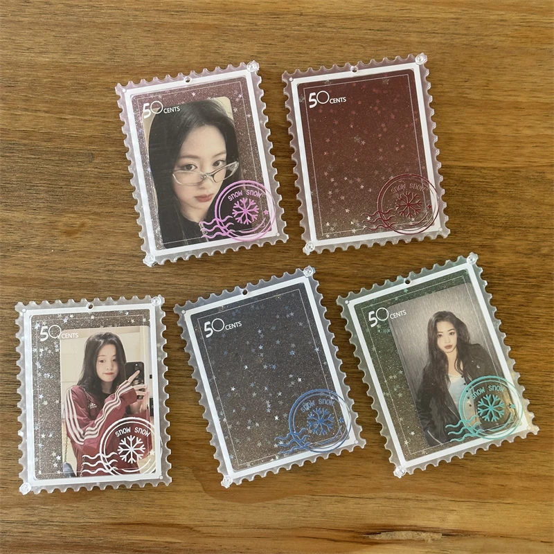 原创ins风亚克力雪花闪闪追星3寸小卡证件透明卡套公交饭卡收纳套