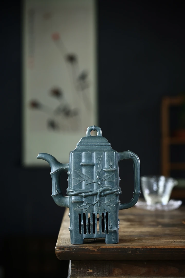 高风亮节 老绿泥 1000毫升 宜兴紫砂壶高货精品原矿紫砂一厂老料