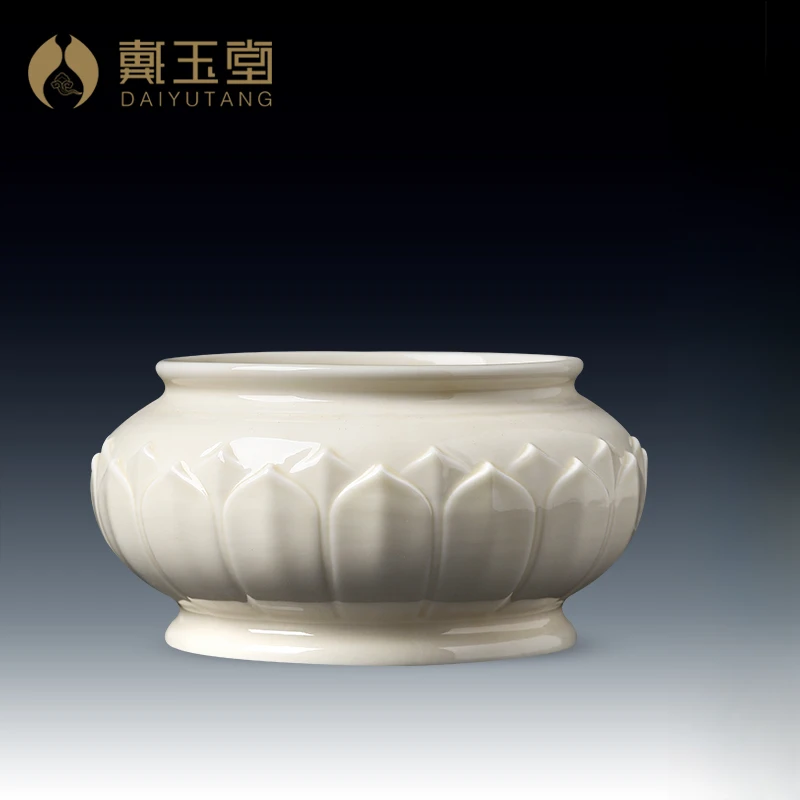 戴玉堂 陶瓷圣水杯莲花香炉摆件花瓶室内装饰工艺品