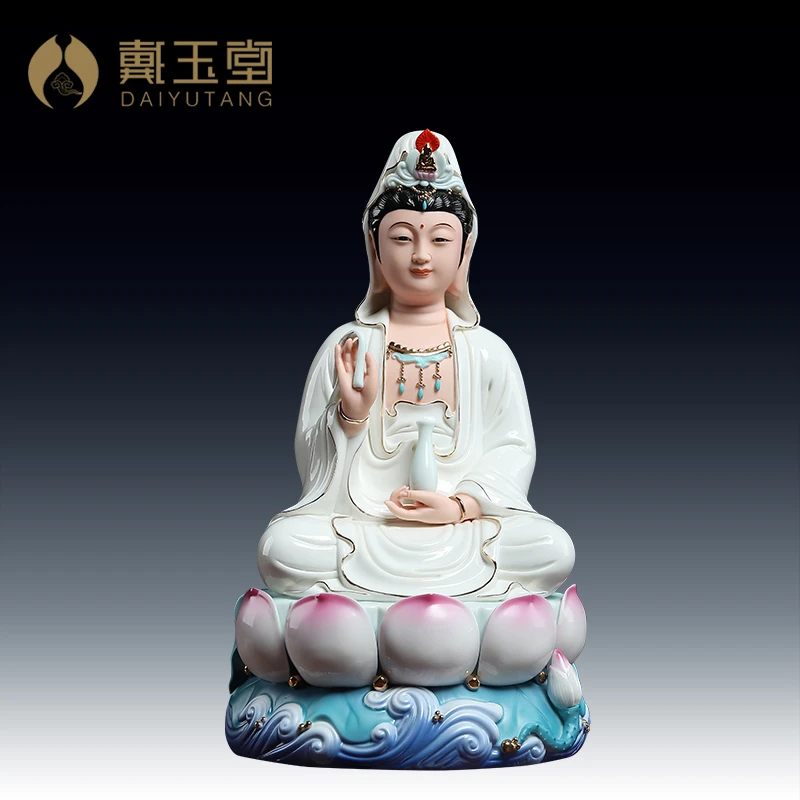 戴玉堂《宝莲观/音》德化陶瓷坐莲观音摆件居家客厅玄关 装饰工艺品