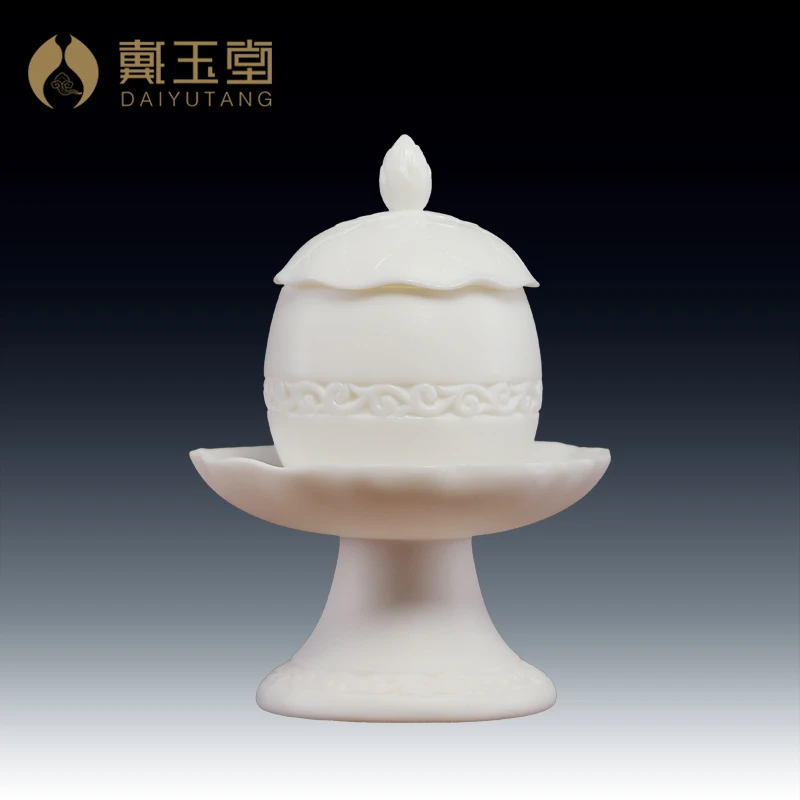 戴玉堂陶瓷莲花杯家用专用新中式摆件白瓷