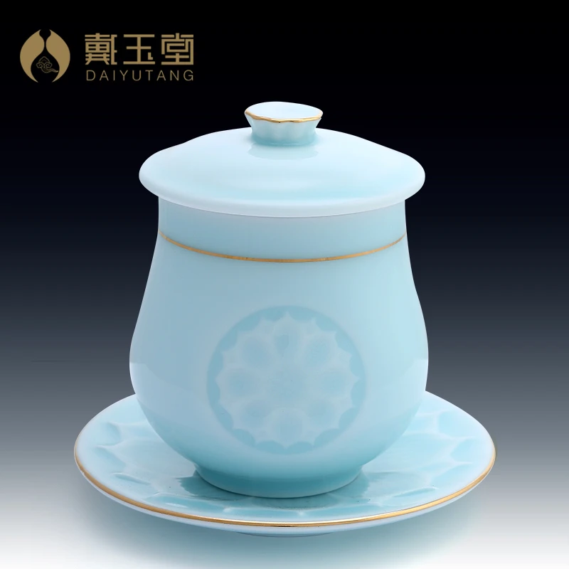 戴玉堂 陶瓷描金香炉青瓷水杯烛台果盘花瓶摆件家居观/音装饰品