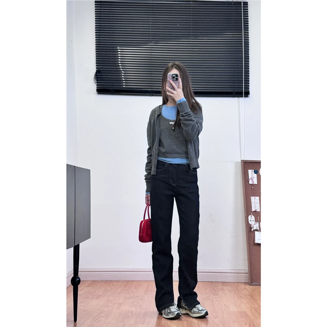 【又到了星期天】保暖薯条高阶窄版弹力直筒经典丹宁牛仔裤梨形天菜