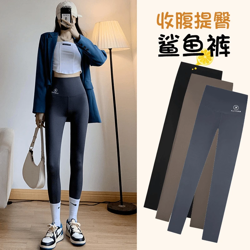 加厚羊羔绒鲨鱼裤女外穿冬季春秋保暖棉裤加绒紧身打底瑜伽芭比裤