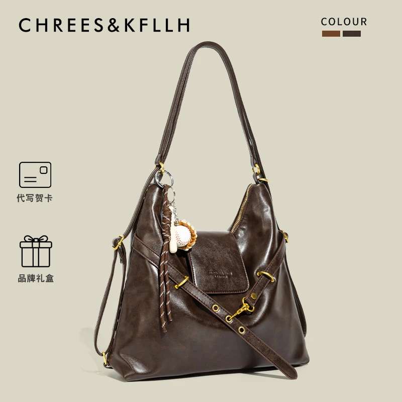 CHREES&KFLLH复古大容量托特包女腋下通勤双肩包单肩斜挎包女生