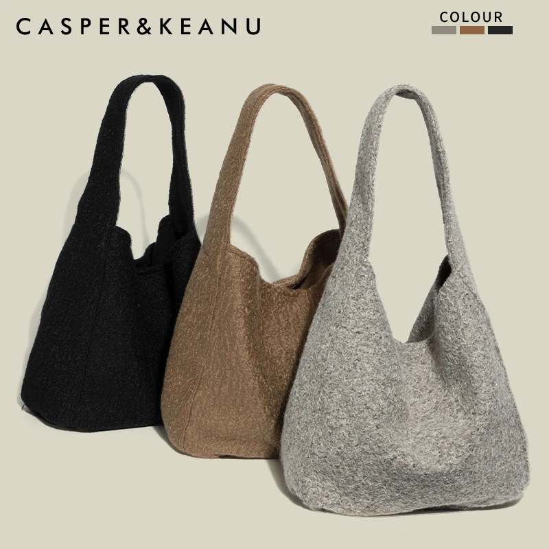 韩国ins博主同款冬季新款毛呢包大容量慵懒风单肩托特包腋下包女