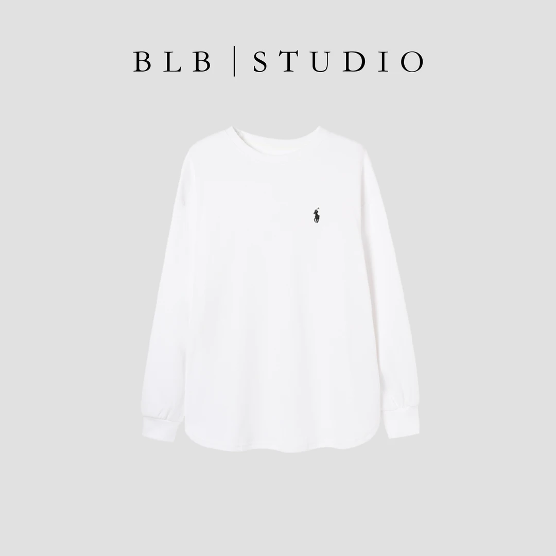 D.cousin   小马T 新款圆领简约款式刺绣长袖T恤女  1655