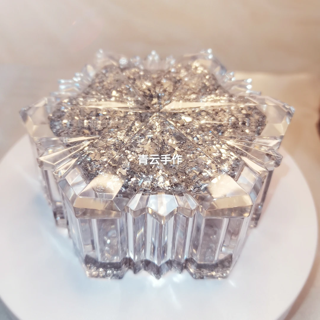 水晶滴胶雪花罐子银色糖果纸【青云手作】手工制品默认微瑕
