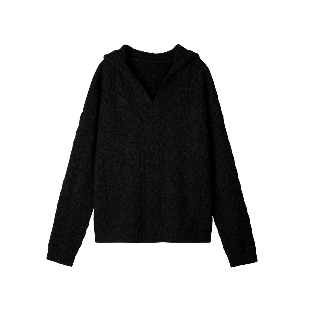 MangMang漫漫/秋冬羊毛连帽宽松百搭长袖毛衣#W1032