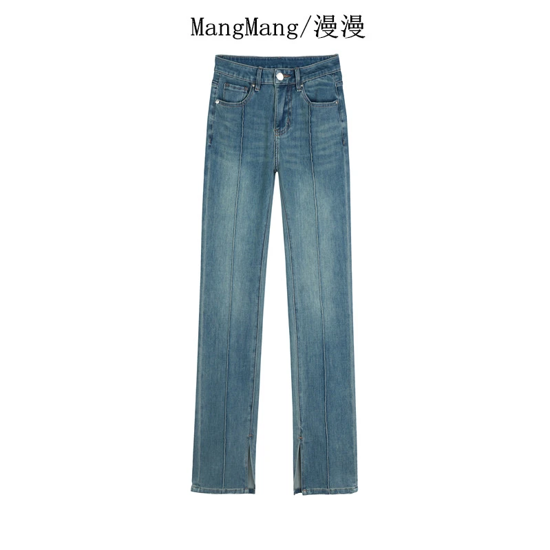 ManMan/漫漫-早秋新款四面弹内开叉前骨位筷子裤牛仔裤#L2018