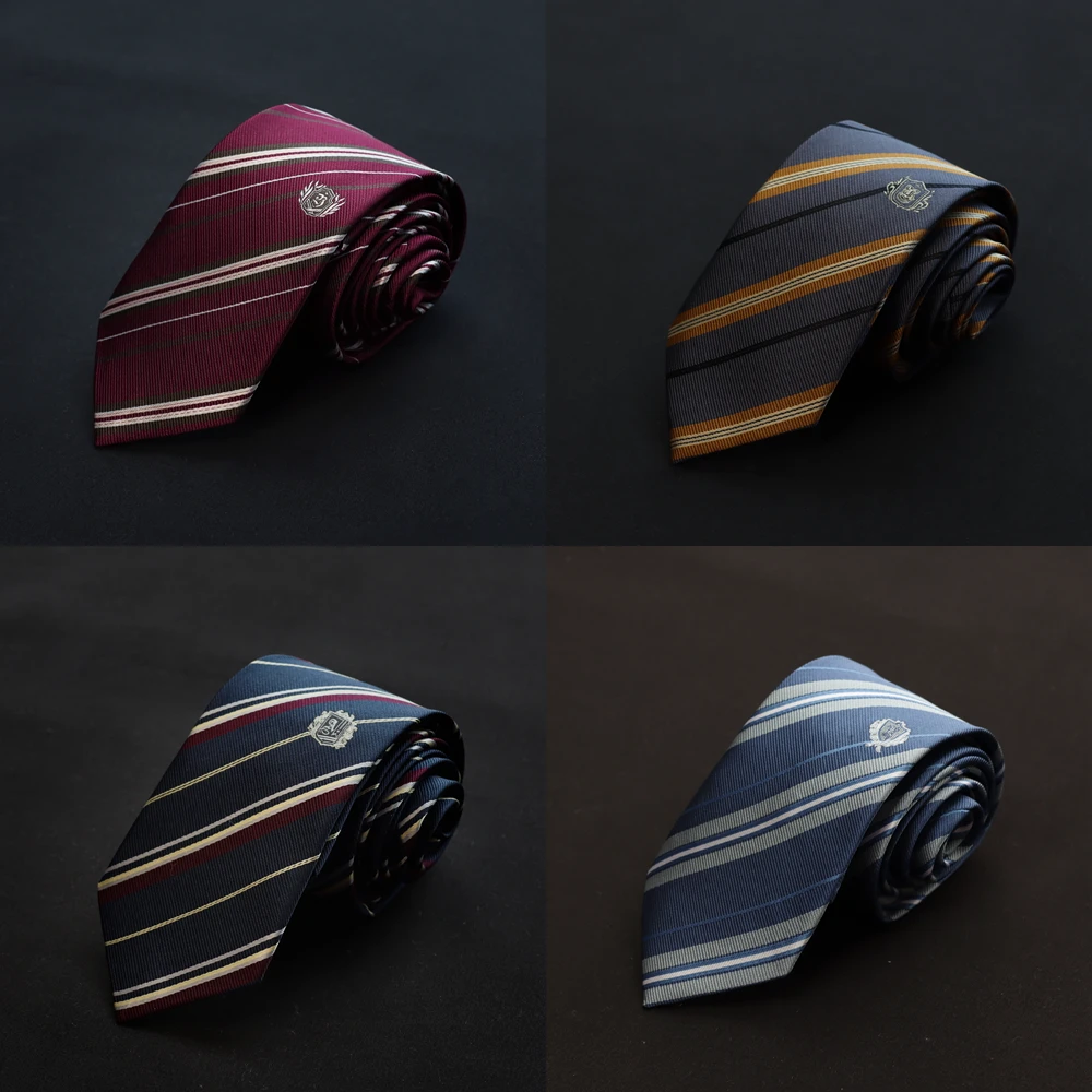 【刺篇】jk/dk制服原创设计刺绣学院风条纹蓝色衬衫领带男女新款