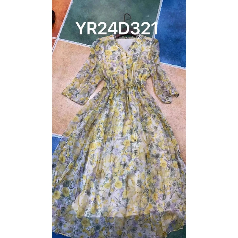 【2024-文文】重磅100桑蚕丝连衣裙YR24D321