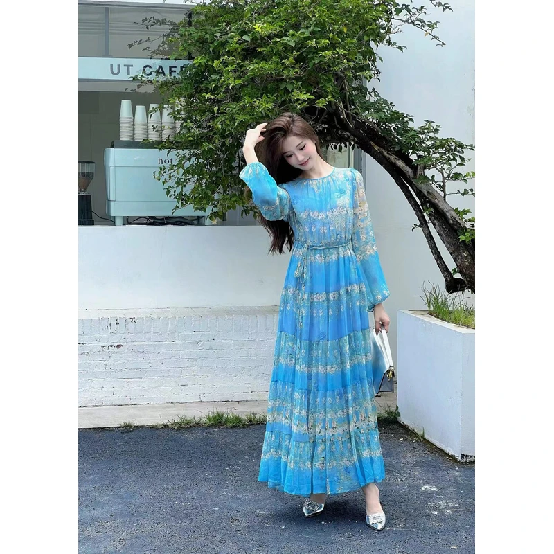 【2024-文文】重磅100桑蚕丝连衣裙Y24CW078-6