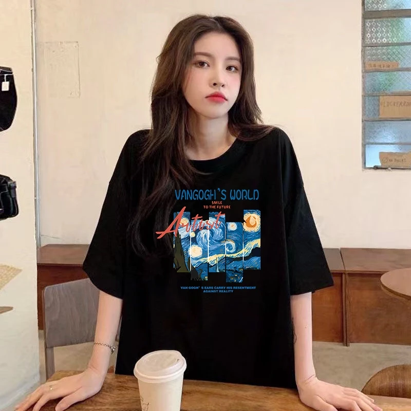 2024新款正肩纯棉短袖t恤女ins休闲时尚百搭减龄白色显瘦上衣夏季