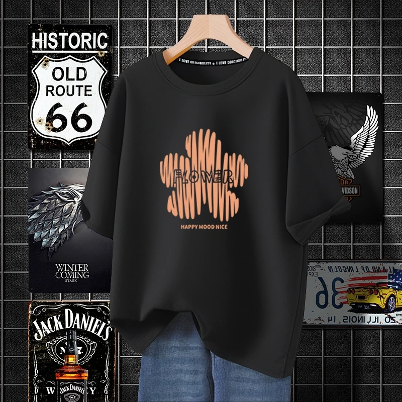 日系短袖t恤男夏季ins潮牌新款宽松加大码印花圆领半袖男装上衣服