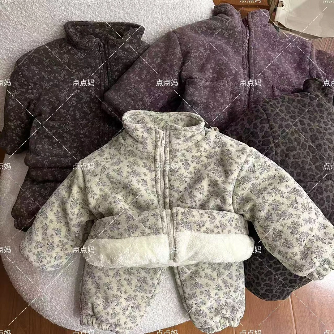 D.D.M【繁花似锦】可外穿保暖四层加绒加厚儿童睡衣棉服套装8220