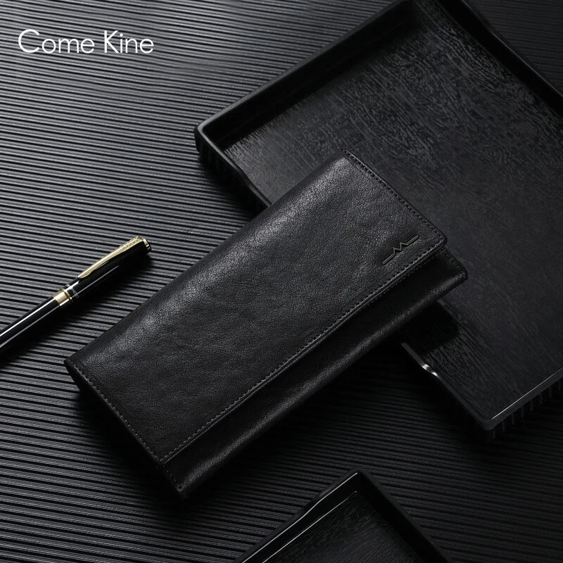 ComeKine男士钱包长款真皮轻奢薄款钱夹商务青年软牛皮两折卡包潮