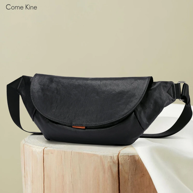 ComeKine品牌真皮时尚单肩包轻便斜挎包男款休闲皮包男士商务胸包