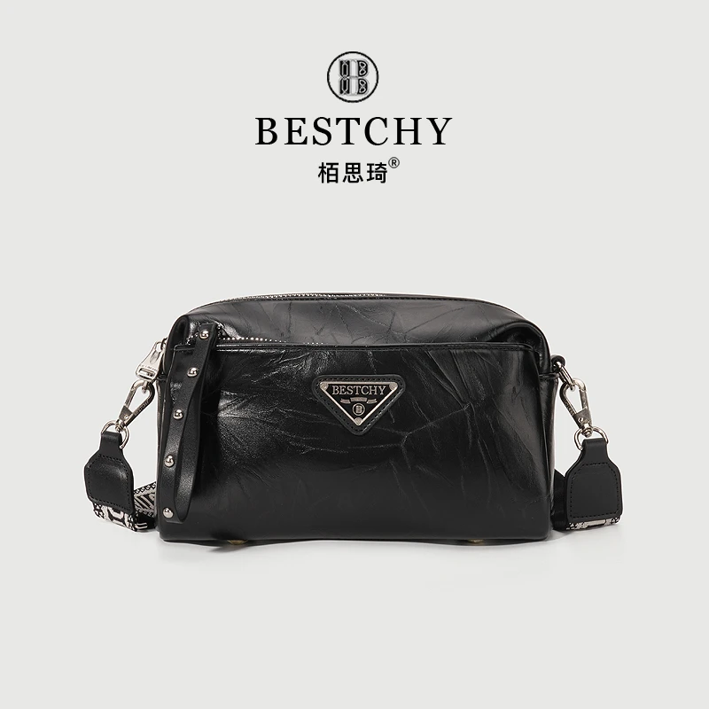 【Bestchy/栢思琦】时尚女士黑色经典单肩斜跨包3440