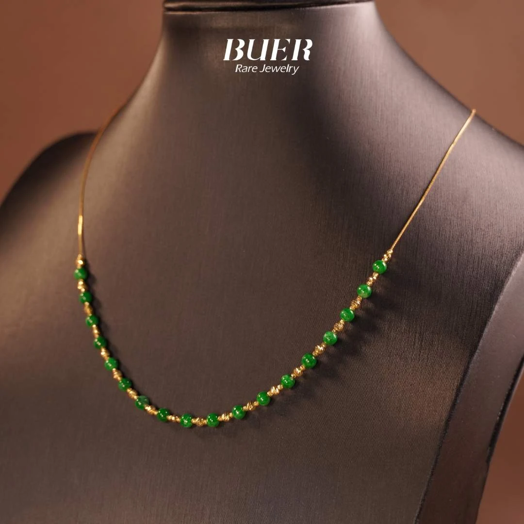 【不二】翡翠K金圆珠项链