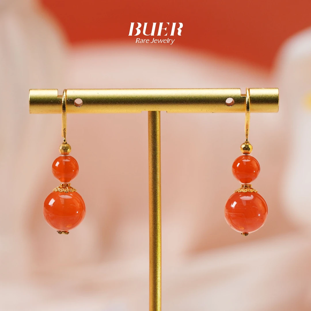 【不二X】南红冰红18K金DIY耳环官方正品时尚大气质女精品高级简约