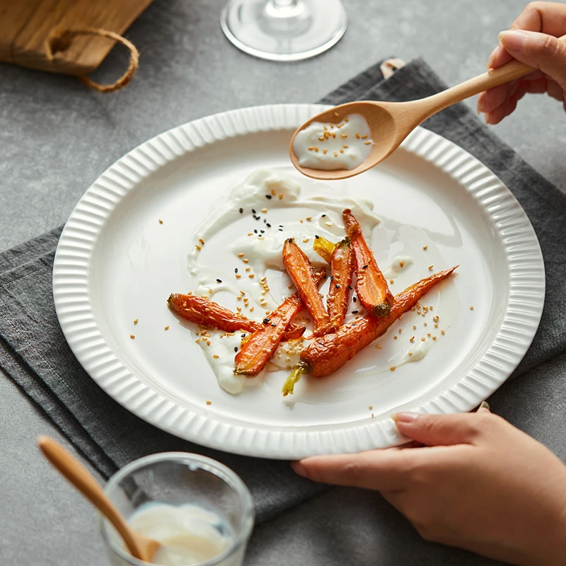 丹迪灰系列8.5英寸平盘圆盘组合装个性陶瓷意面盘家用高级感菜盘