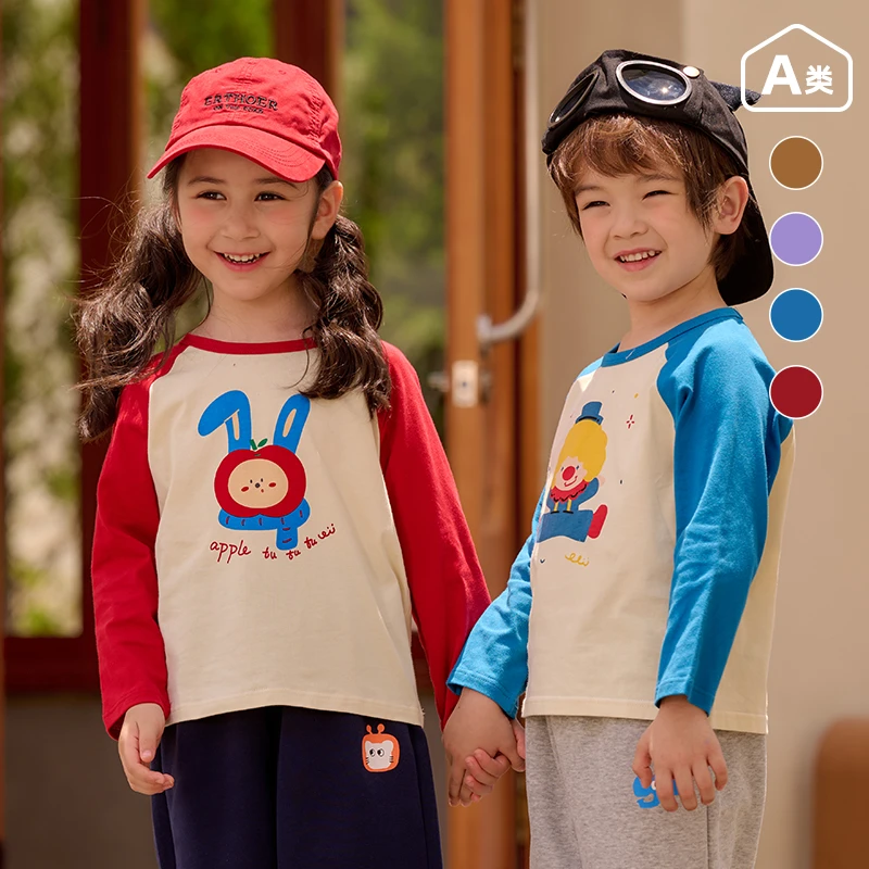棉花堂秋季新款儿童长袖T恤男童女童出门出游夜晚洋气T恤F242081