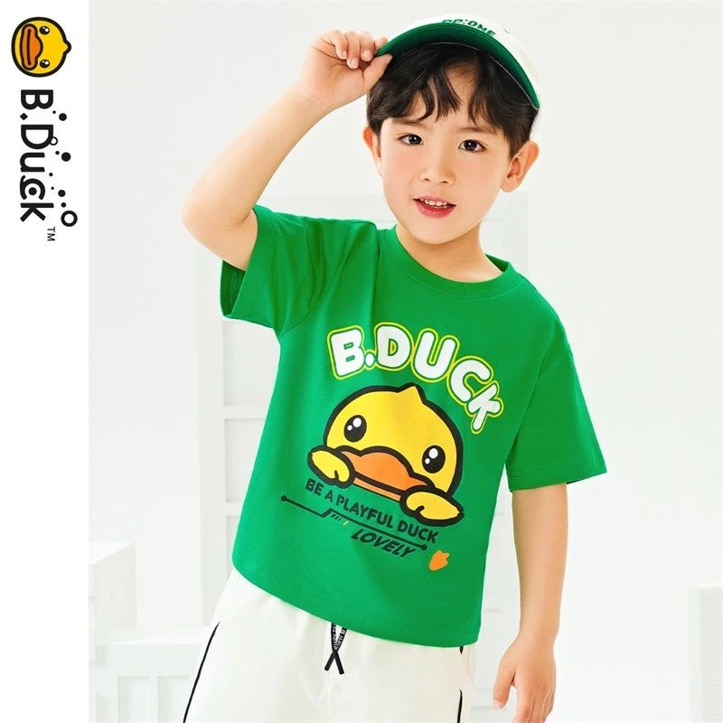 B.Duck小黄鸭童装儿童短袖T恤男童夏季2025新款宝宝纯棉女童上衣