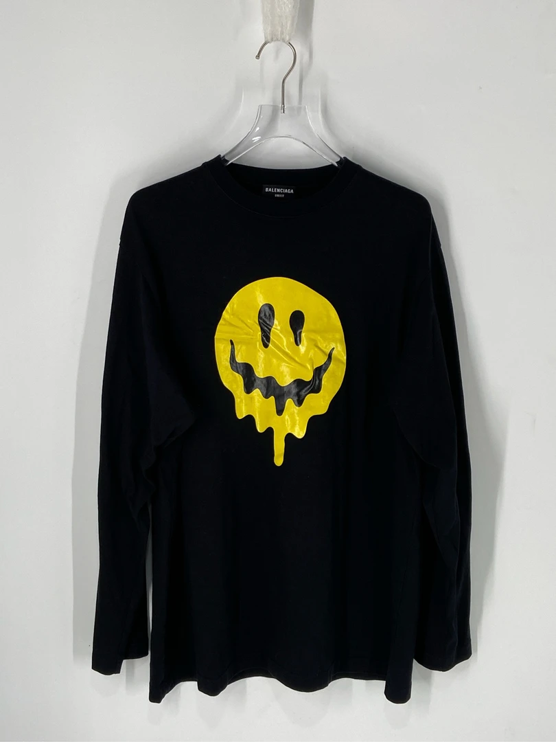 巴黎世家Balenciaga溶解logo字母笑脸黑色长袖/XXS码/99新/02717