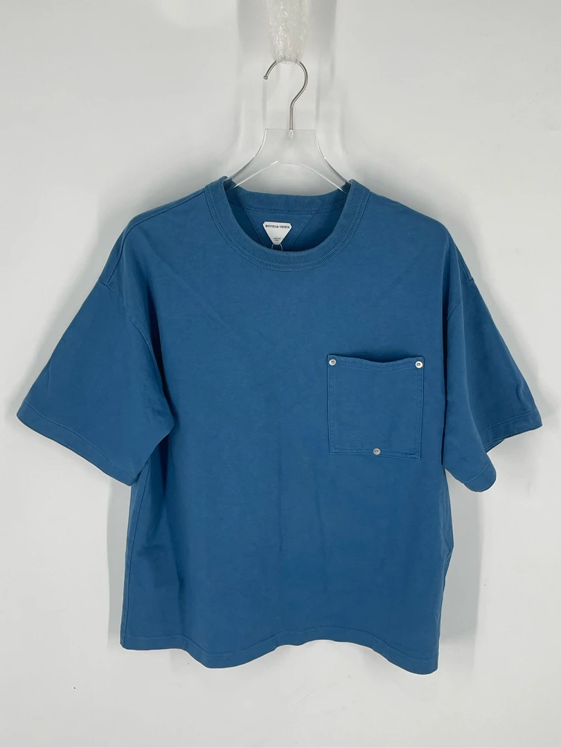 葆蝶家/Bottega Venta 深蓝色口袋短袖02015/M码/98新