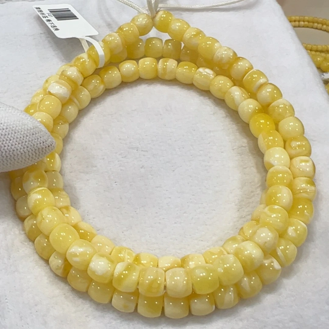 【闪购商品】琥珀裸石未镶嵌玛****舅7.5m 白花直切108
