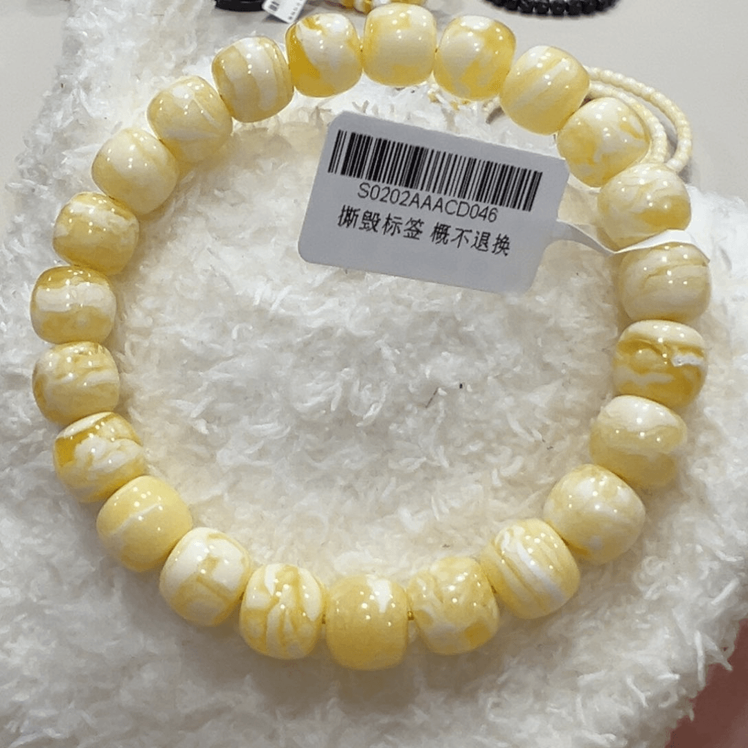 蜜蜡手链未镶嵌9.5m瑕虎纹老型手串