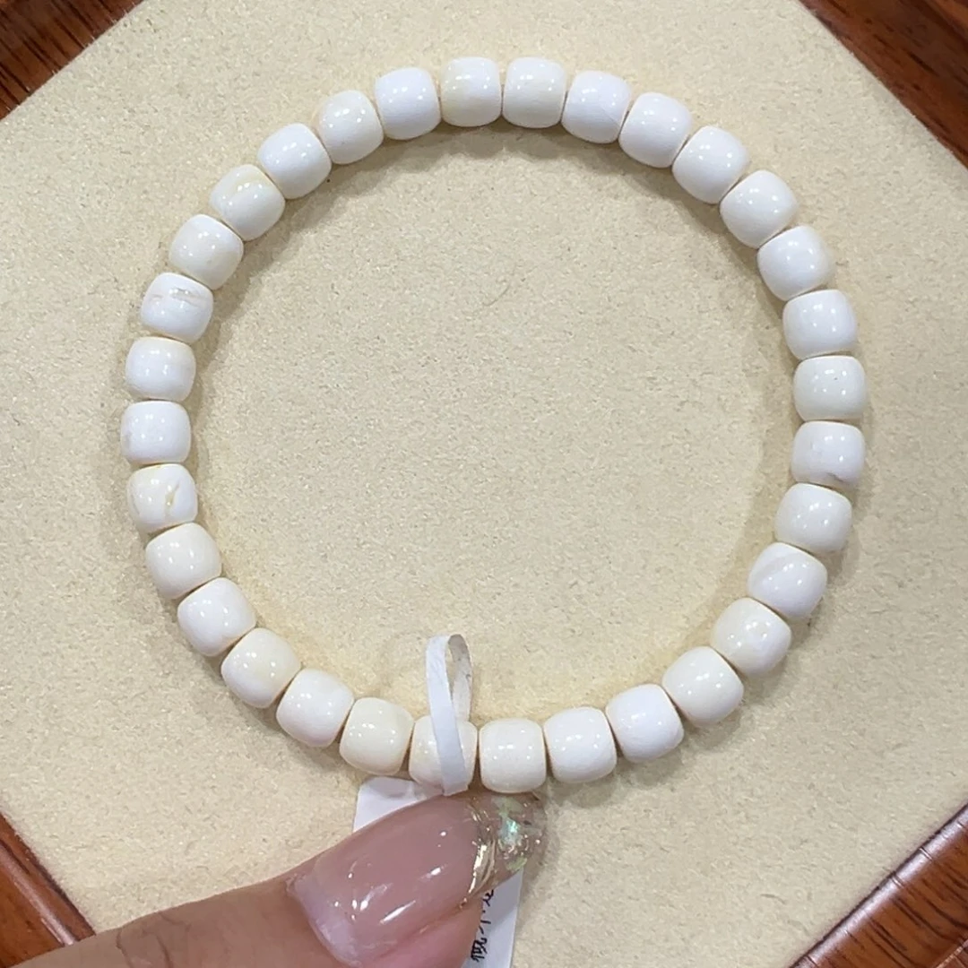 蜜蜡手链未镶嵌古***尔6.5m油漆白老型手串