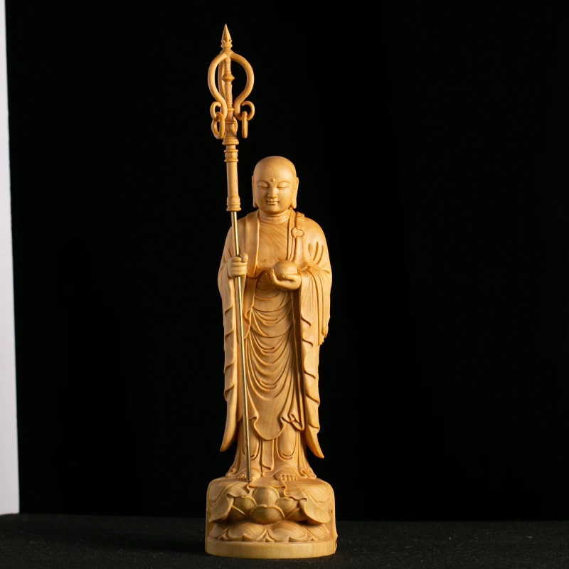 乐清小叶黄杨木雕摆件地藏王家用玄关雕刻工艺品装饰送礼收藏