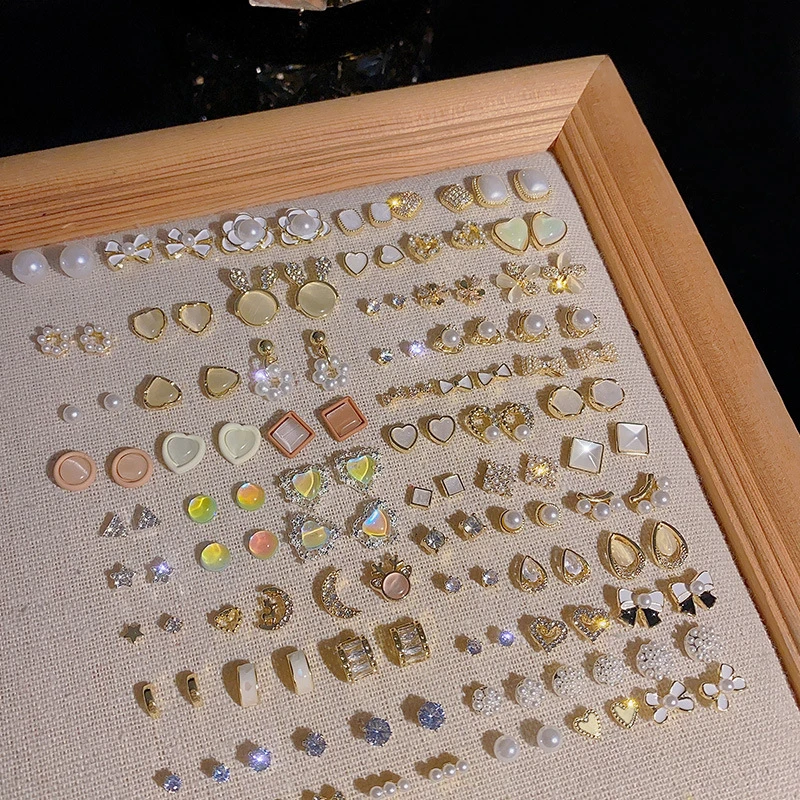 s925银针独特小众精致6件套装耳钉女ins风新潮小众设计感耳环耳饰