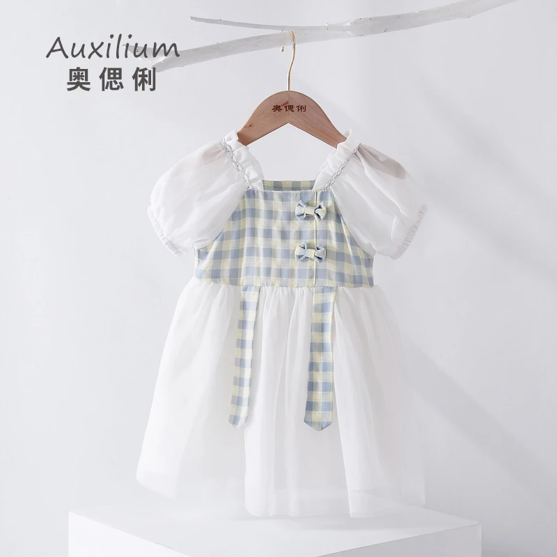 女童洋气连衣裙小女孩夏季泡泡袖公主裙女宝宝汉服裙子QD00322