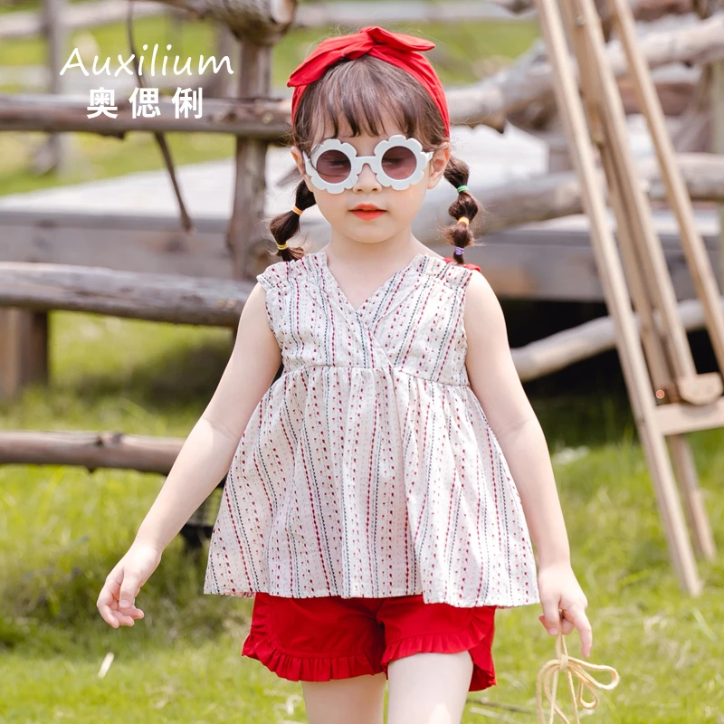 女宝宝夏季两件套小童2023新款小女孩女童洋气套装TD00044