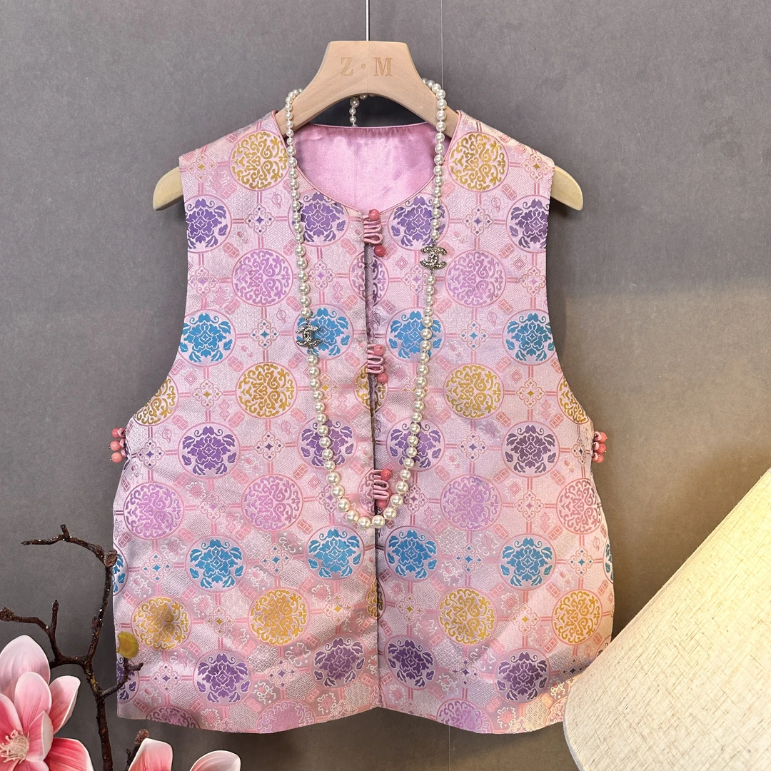 《深圳佐漫》Z0806孤品 新中式织锦缎提花国风气质百搭马甲