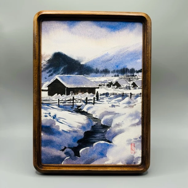 陶妙彤纯手绘 国画雪景  画心尺寸a4