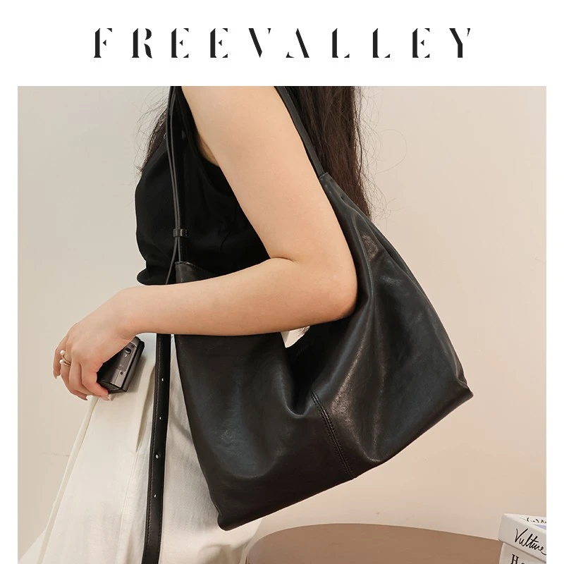 自由谷FREEVALLEY『慵懒随性且自由』羊皮托特包气质时尚包包