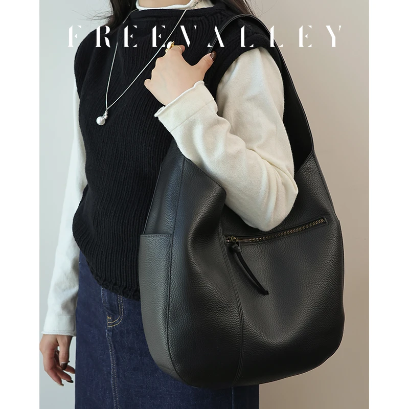 FREEVALLEY自由谷【富贵包】 荔枝纹牛皮托特包 高级简约手提包