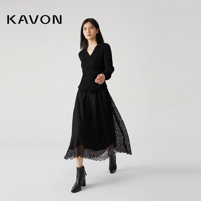 【晨晨专享价】复古时髦小翻V领收腰造型感显瘦显高毛衫KL3M558XE