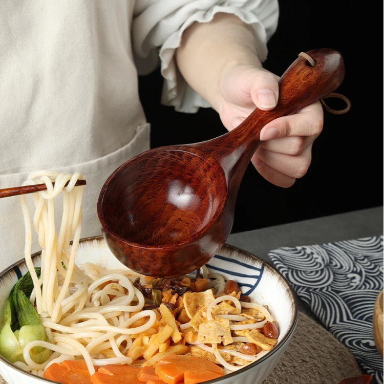 吃螺蛳粉的木勺子家用喝汤嗦粉吃播大汤勺稀饭粥勺盛汤大号大木勺