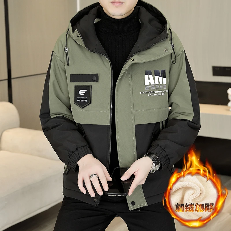 冬季加绒加厚棉衣外套男士连帽棉服夹克防寒保暖外穿上衣潮流男装