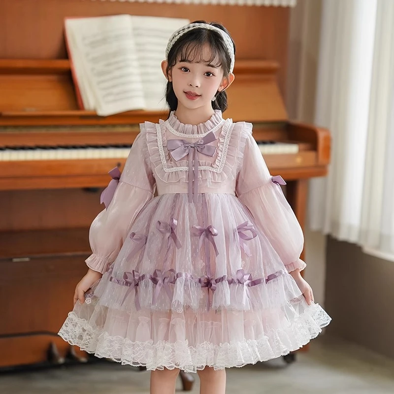 洛丽塔女童公主裙秋装2025新款洋气儿童装蓬蓬连衣裙女孩生日裙子