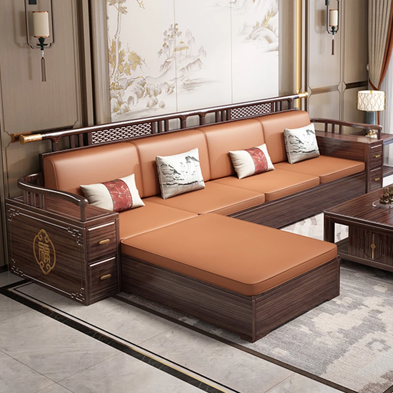 亦慕家具F505新中式实木沙发现代客厅别墅大户型高档储物家具