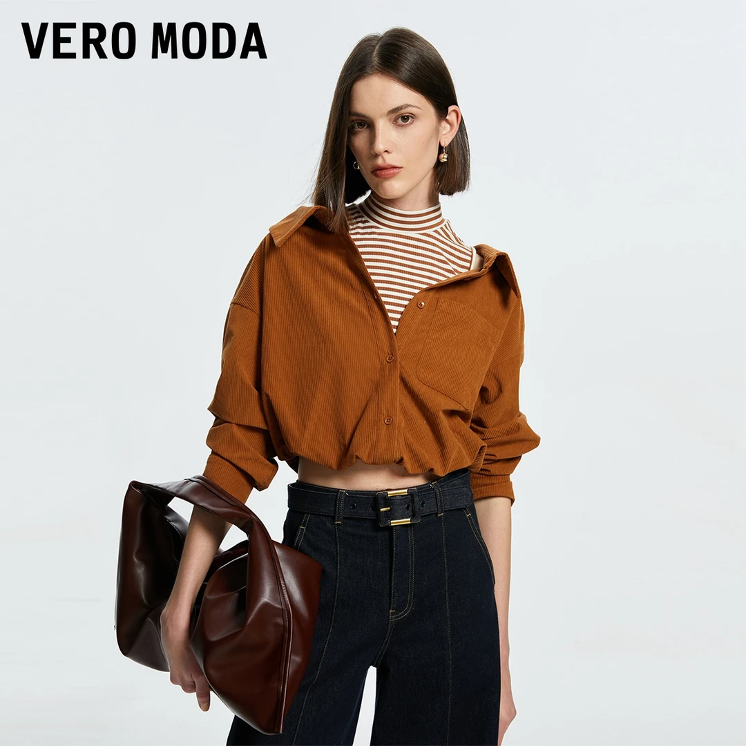 Vero Moda上衣假两件条纹七分袖女洋气衣服春游出行网红服装